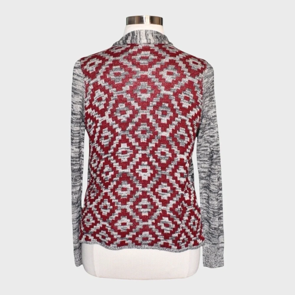Eyeshadow Aztec Print Fringe Open Front Drape‎ Cardigan